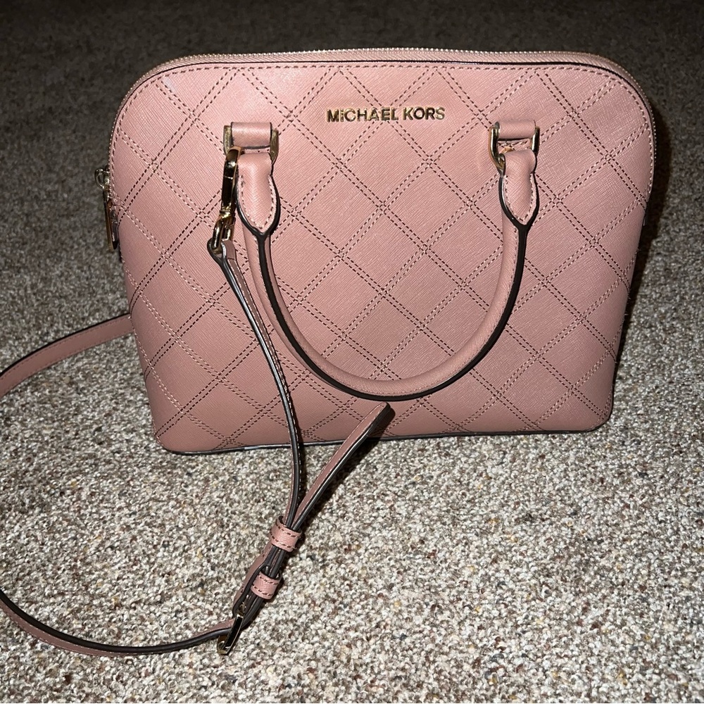 Michael Kors Cindy Dome Satchel in Dusty Rose